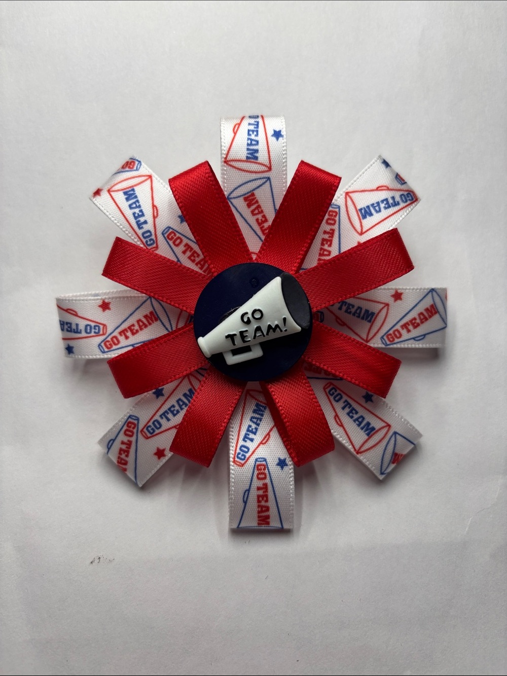 Patriotic 'Go Team' Ribbon Hair Bow